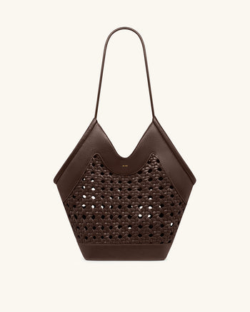 Maribel Borsa tote con pannelli intrecciati - Marrone scuro