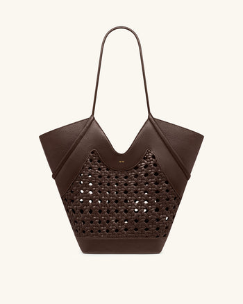 Maribel Borsa tote con pannelli intrecciati - Marrone scuro