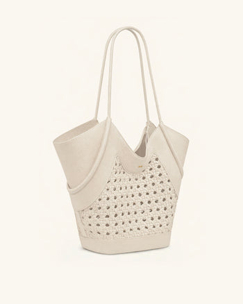 Maribel Borsa tote con pannelli intrecciati - Avorio
