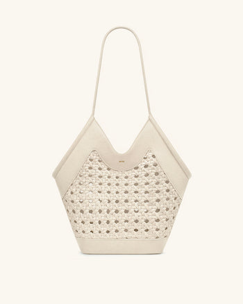 Maribel Borsa tote con pannelli intrecciati - Avorio