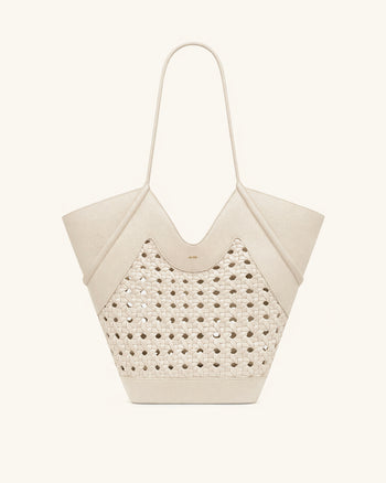 Maribel Borsa tote con pannelli intrecciati - Avorio