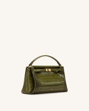 Carmen Borsa a mano effetto coccodrillo - Verde