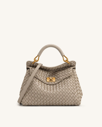 Lucia Borsa Classica Intrecciata con Manico Superiore - Grigio Fango