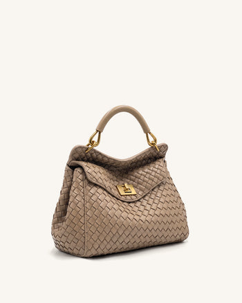 Lucia Borsa Classica Intrecciata con Manico Superiore - Tortora