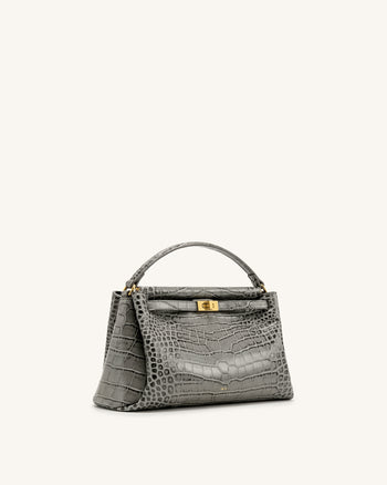 Carmen Borsa a mano effetto coccodrillo - Grigio