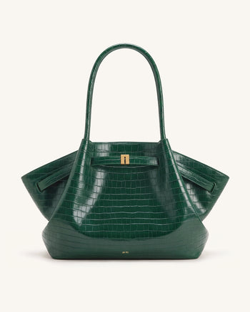 Hana Borsa tote grande effetto coccodrillo - Verde