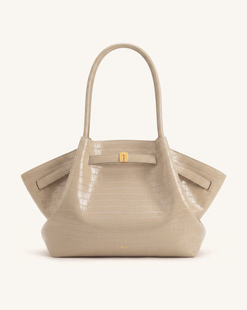 Hana Borsa tote grande effetto coccodrillo - Grigio elefante