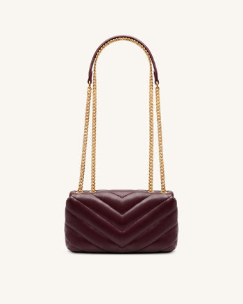 Riley Borsa a spalla con patta trapuntata Dachshund - Borgogna intenso
