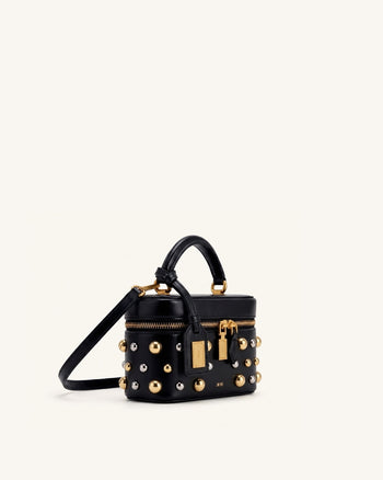 Cleo Borsa squadrata con manico superiore con borchie - Nero