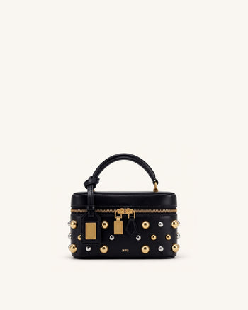 Cleo Borsa squadrata con manico superiore con borchie - Nero