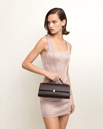 Delphine Borsa a mano con patta - Marrone scuro