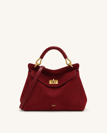 Lucia Borsa Classica con Manico Superiore in Ecopelle Scamosciata - Borgogna Intenso
