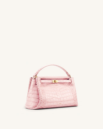 Carmen Borsa a mano effetto coccodrillo - Rosa