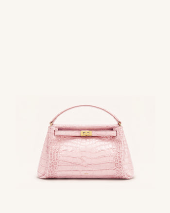 Carmen Borsa a mano effetto coccodrillo - Rosa