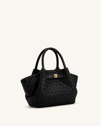 Hana Mini borsa tote intrecciata - Nero