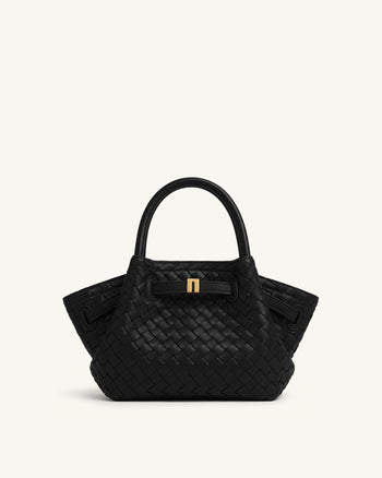 Hana Mini borsa tote intrecciata - Nero