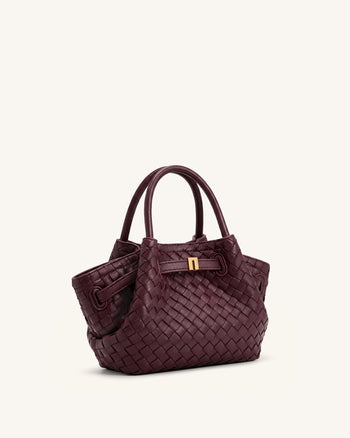 Hana Mini borsa tote intrecciata - Borgogna scuro