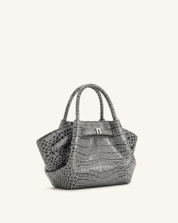 Hana Mini borsa tote effetto coccodrillo - Grigio