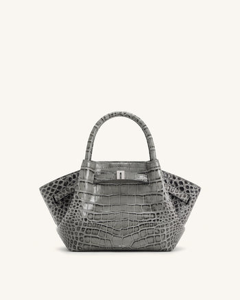 Hana Mini borsa tote effetto coccodrillo - Grigio
