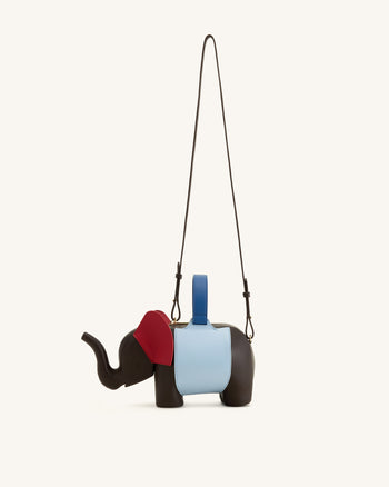 Claire Borsa a mano a forma di elefante - Marrone Scuro/Blu