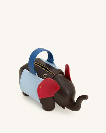 Claire Borsa a mano a forma di elefante - Marrone Scuro/Blu
