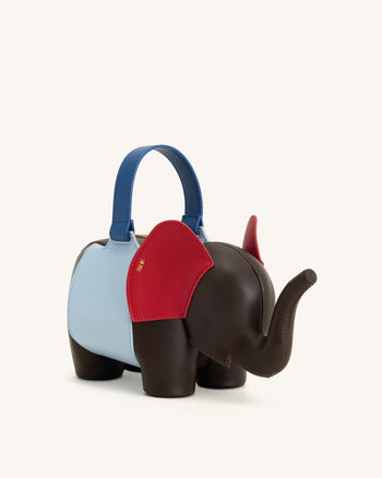 Claire Borsa a mano a forma di elefante - Marrone Scuro/Blu