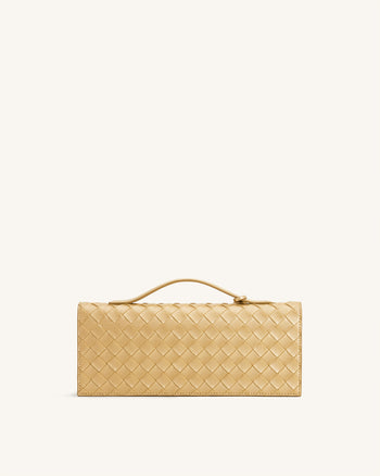 Celeste Borsa a mano a busta con texture intrecciata - Oro Champagne