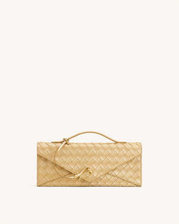 Celeste Borsa a mano a busta con texture intrecciata - Oro Champagne