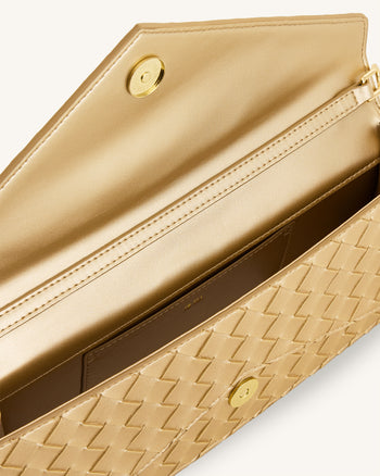 Celeste Borsa a mano a busta con texture intrecciata - Oro Champagne