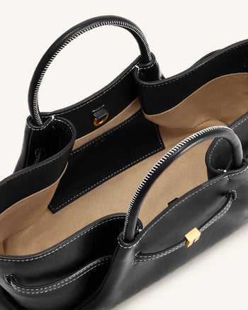 Maeve Borsa Tote con Charm Metallico a Forma di Bassotto - Nero