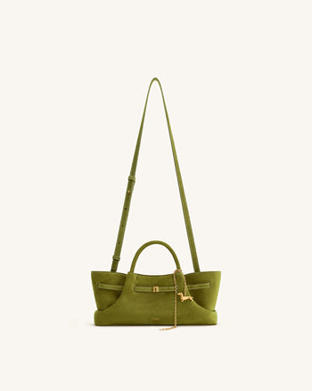 Maeve Borsa shopper in ecopelle scamosciata con ciondolo a bassotto in metallo - Verde Oliva