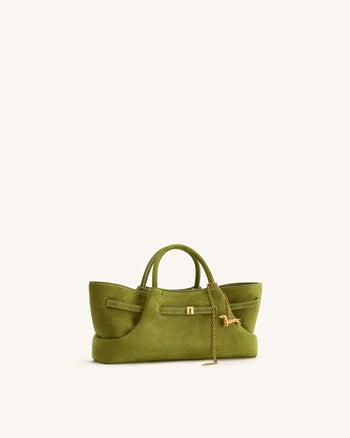 Maeve Borsa shopper in ecopelle scamosciata con ciondolo a bassotto in metallo - Verde Oliva