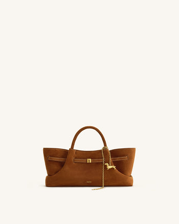 Maeve Borsa tote in ecopelle scamosciata con ciondolo metallico a forma di bassotto - Marrone