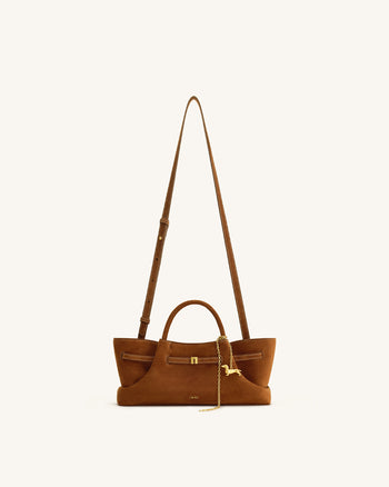 Maeve Borsa tote in ecopelle scamosciata con ciondolo metallico a forma di bassotto - Marrone