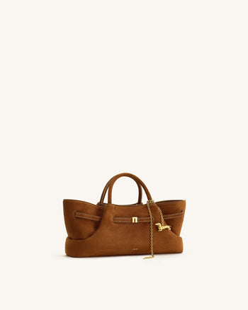 Maeve Borsa tote in ecopelle scamosciata con ciondolo metallico a forma di bassotto - Marrone