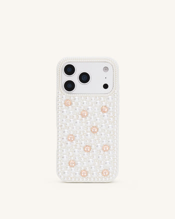 Pearl Custodia per telefono decorata - Bianco