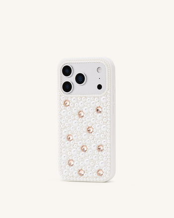 Pearl Custodia per telefono decorata - Bianco