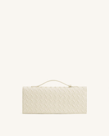 Celeste Borsa a mano a busta con texture intrecciata - Avorio