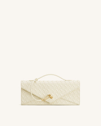 Celeste Borsa a mano a busta con texture intrecciata - Avorio