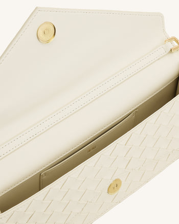 Celeste Borsa a mano a busta con texture intrecciata - Avorio