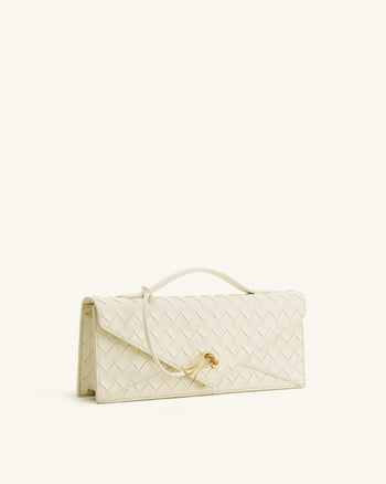 Celeste Borsa a mano a busta con texture intrecciata - Avorio