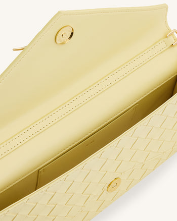 Celeste Borsa con manico superiore a busta testurizzata intrecciata - Giallo