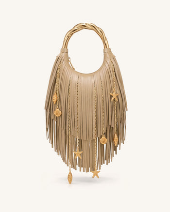 Chloe Borsa a mano con frange e manico in metallo - Kaki