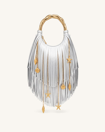 Chloe Borsa a mano con frange e manico in metallo - Argento