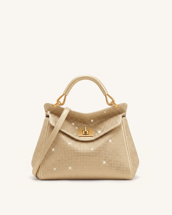 Lucia Borsa a mano classica con cristalli sintetici - Champagne