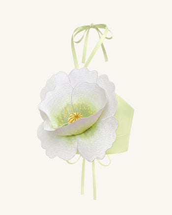 Crop top halter con fiori 3D - Avorio