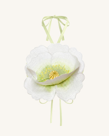 Crop top halter con fiori 3D - Avorio