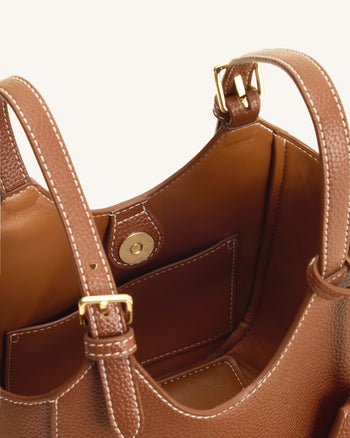 Ines Borsa tote con lucchetto - Marrone Cioccolato