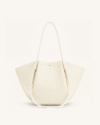 Nala Borsa tote ampia a trama intrecciata - Bianco sporco