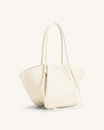 Nala Borsa tote ampia a trama intrecciata - Bianco sporco